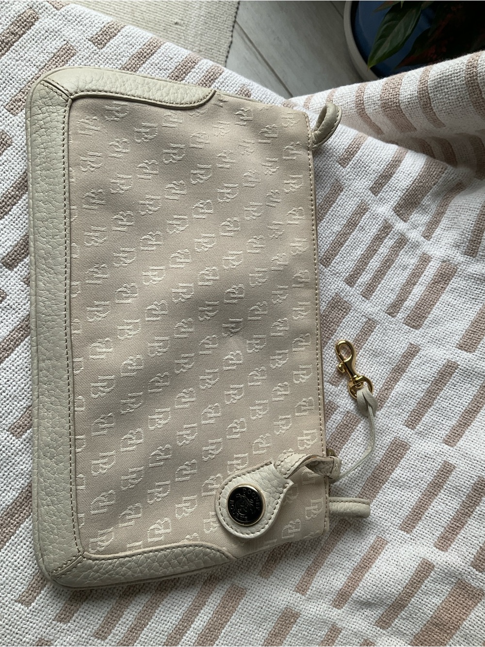 Dooney & Bourke Cream Monogram Wristlet Clutch
